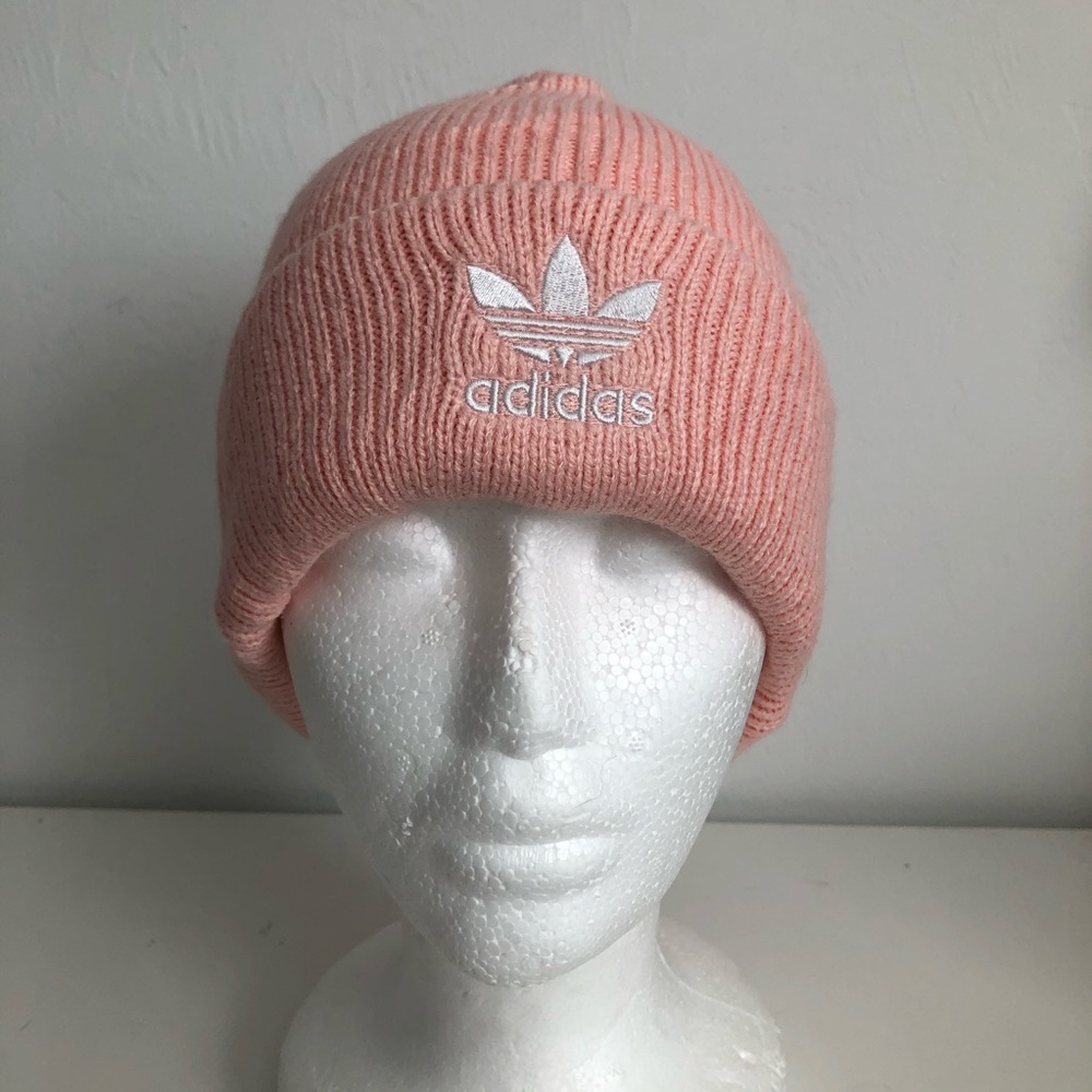Adidas Pink Beanie Hat with White Embroidered Logo